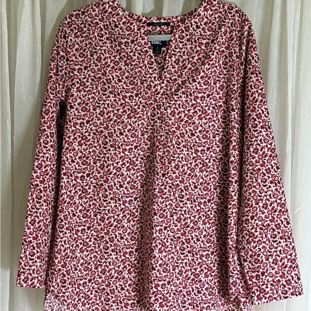 NWOT Lands' End Burgundy Floral Blouse